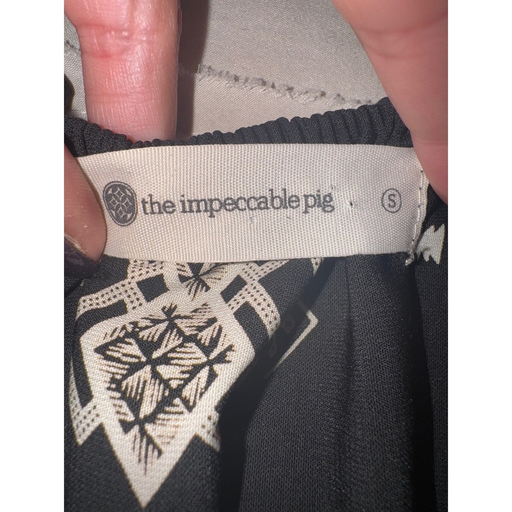The Impeccable Pig Black Aztec Print Off Shoulder Ruffle Top Size S - Picture 6 of 6
